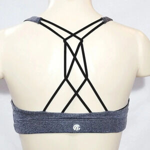XS X-SMALL Champion N9684 Strappy Cami Wire Free Sports Bra Gray & Black NWT